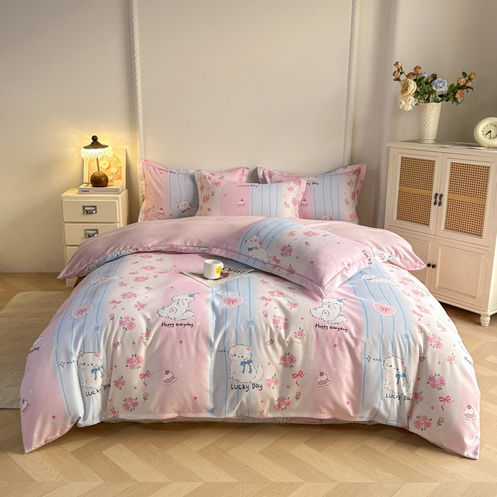 91家纺网 家纺一手货源 找家纺 凌鼎  2026新款混纺加厚磨毛四件套 幸运日