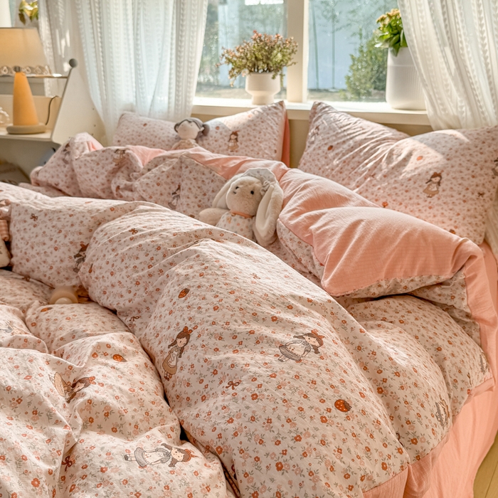 91家纺网 家纺一手货源 找家纺 丽美人家纺 2026新款A类皱皱纱双层印花四件套 玛丽