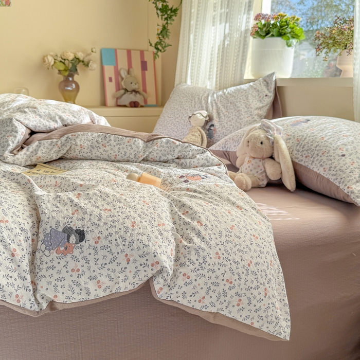 91家纺网 家纺一手货源 找家纺 丽美人家纺 2026新款A类皱皱纱双层印花四件套 时光