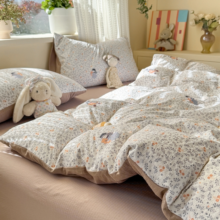 91家纺网 家纺一手货源 找家纺 丽美人家纺 2026新款A类皱皱纱双层印花四件套 时光