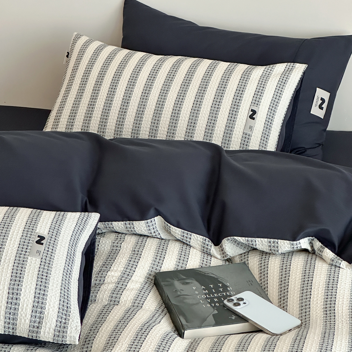 91家纺网 家纺一手货源 找家纺 （总）静家居-简约原创家纺 2026新款ins小清晰简约全棉纯棉华夫格提花四件套-芝士系列