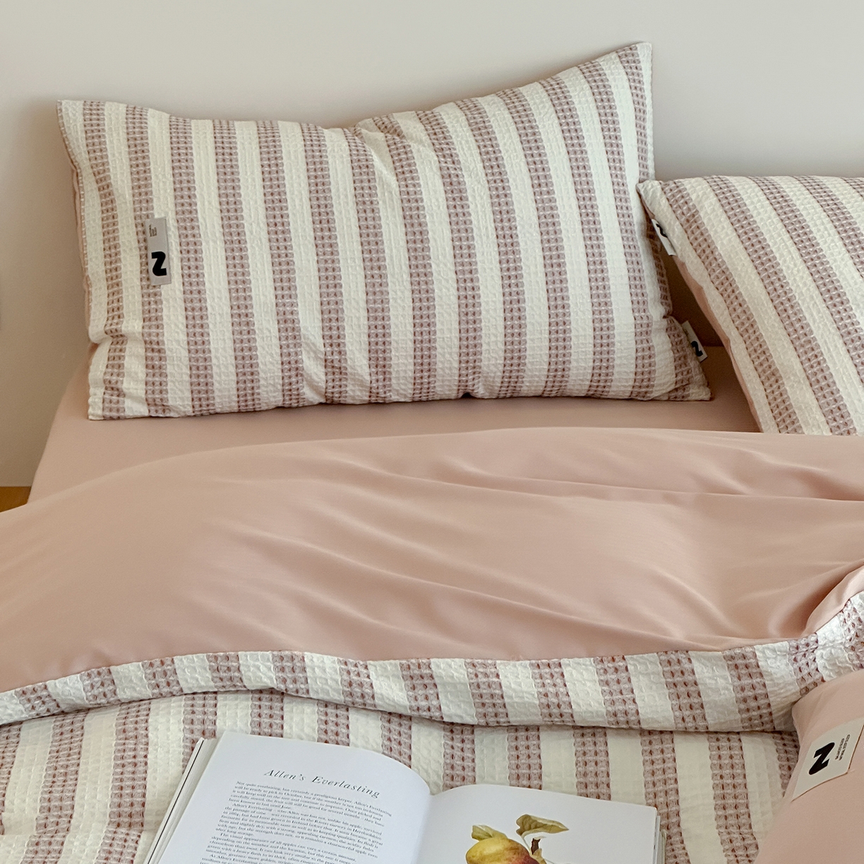 91家纺网 家纺一手货源 找家纺 静家居-简约原创家纺 2026新款ins小清晰简约全棉纯棉华夫格提花四件套-芝士系列 芝士-可可棕