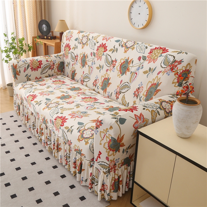 91家纺网 家纺一手货源 找家纺 （总）雅竹家纺 牛奶丝印花裙边沙发套