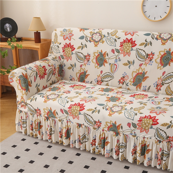 91家纺网 家纺一手货源 找家纺 （总）雅竹家纺 牛奶丝印花裙边沙发套