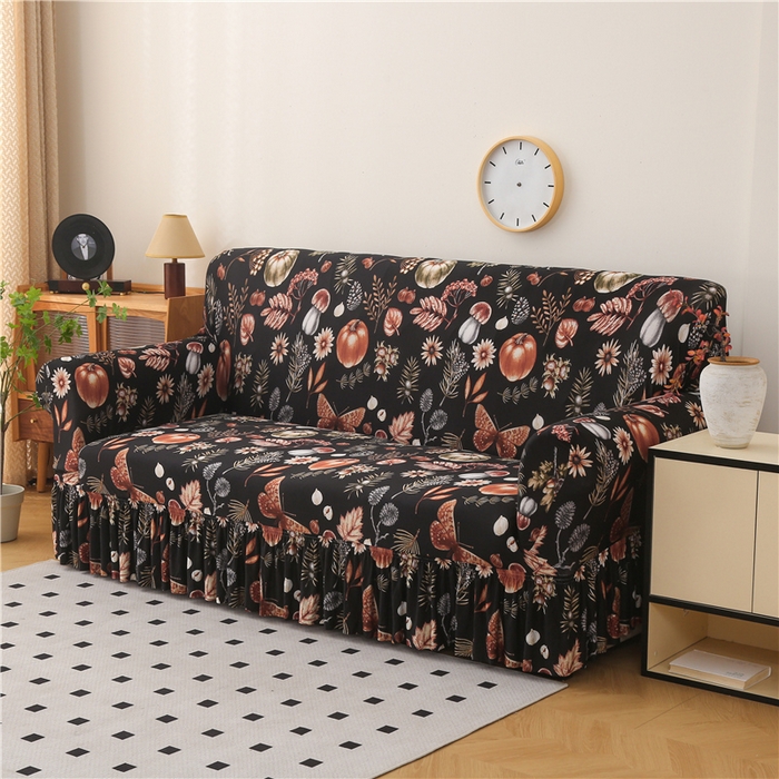 91家纺网 家纺一手货源 找家纺 雅竹家纺 牛奶丝印花裙边沙发套 金盏