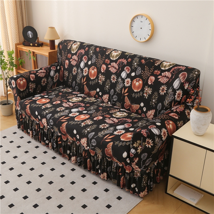 91家纺网 家纺一手货源 找家纺 雅竹家纺 牛奶丝印花裙边沙发套 金盏