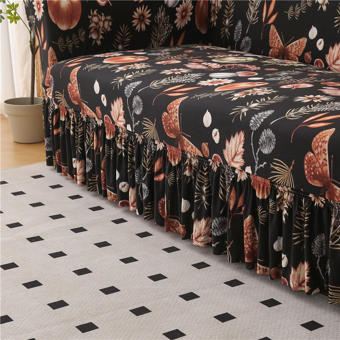 91家纺网 家纺一手货源 找家纺 雅竹家纺 牛奶丝印花裙边沙发套 金盏