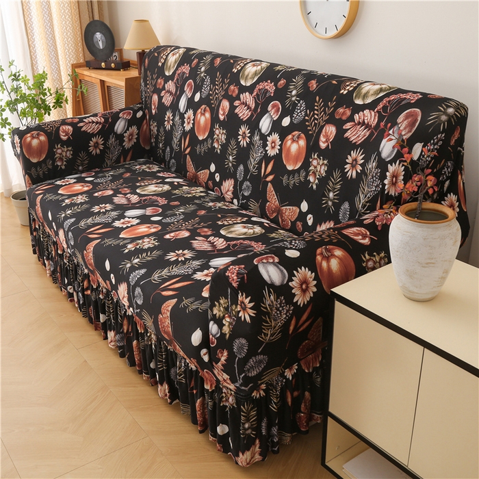 91家纺网 家纺一手货源 找家纺 雅竹家纺 牛奶丝印花裙边沙发套 金盏