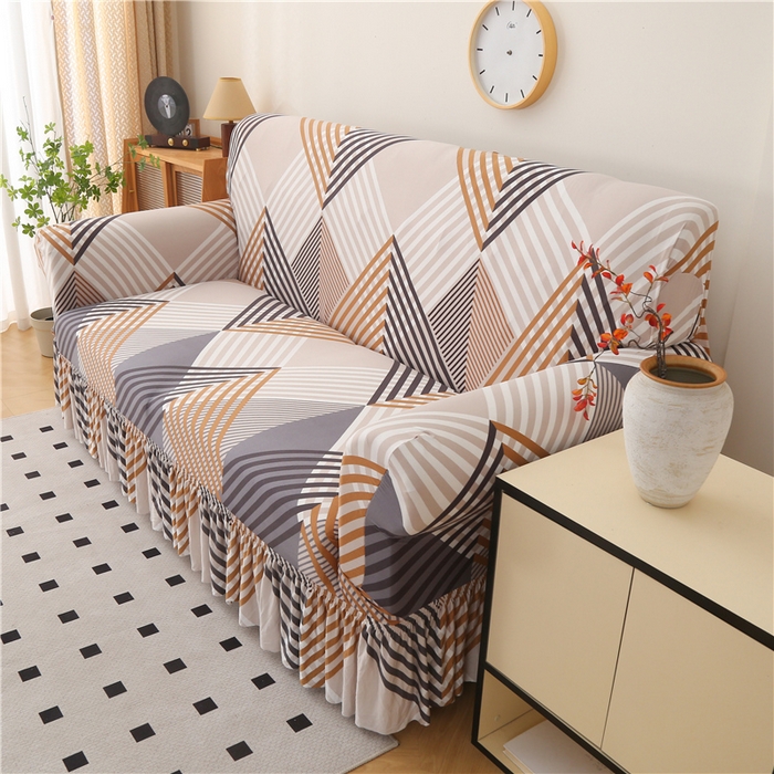 91家纺网 家纺一手货源 找家纺 雅竹家纺 牛奶丝印花裙边沙发套 菱纹