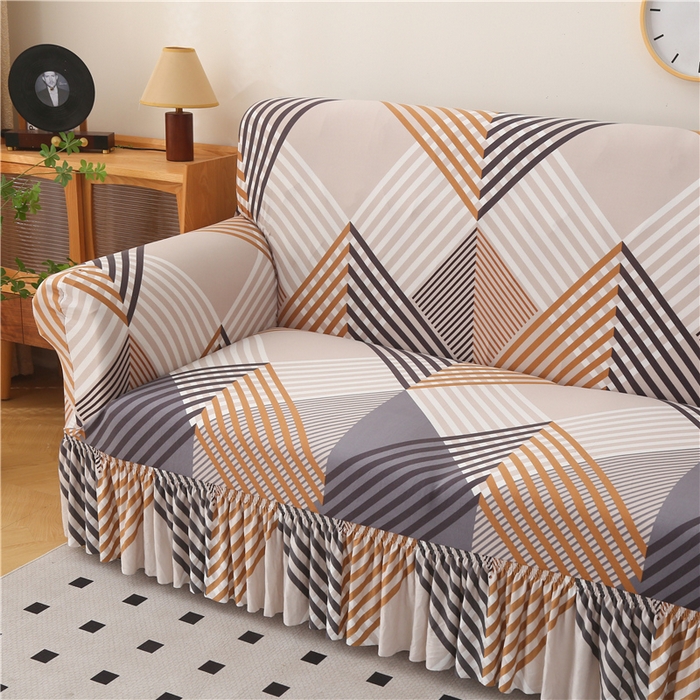 91家纺网 家纺一手货源 找家纺 雅竹家纺 牛奶丝印花裙边沙发套 菱纹