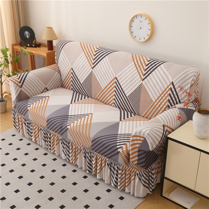 91家纺网 家纺一手货源 找家纺 雅竹家纺 牛奶丝印花裙边沙发套 菱纹