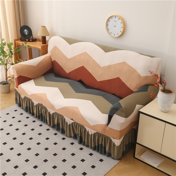 91家纺网 家纺一手货源 找家纺 雅竹家纺 牛奶丝印花裙边沙发套 流波