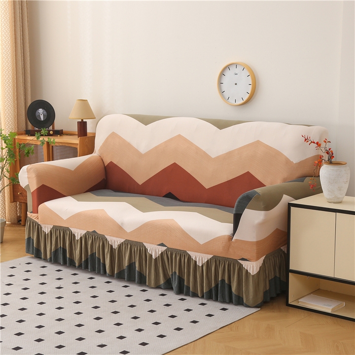 91家纺网 家纺一手货源 找家纺 雅竹家纺 牛奶丝印花裙边沙发套 流波