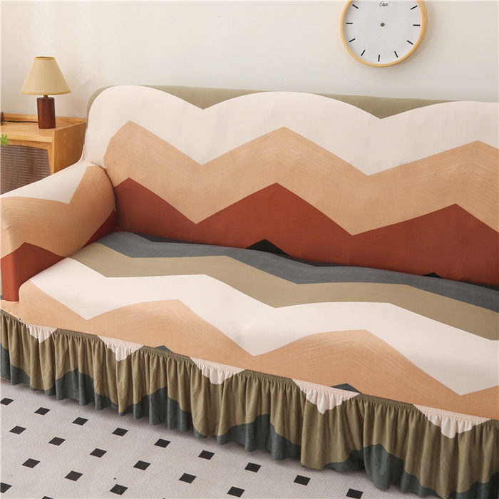 91家纺网 家纺一手货源 找家纺 雅竹家纺 牛奶丝印花裙边沙发套 流波