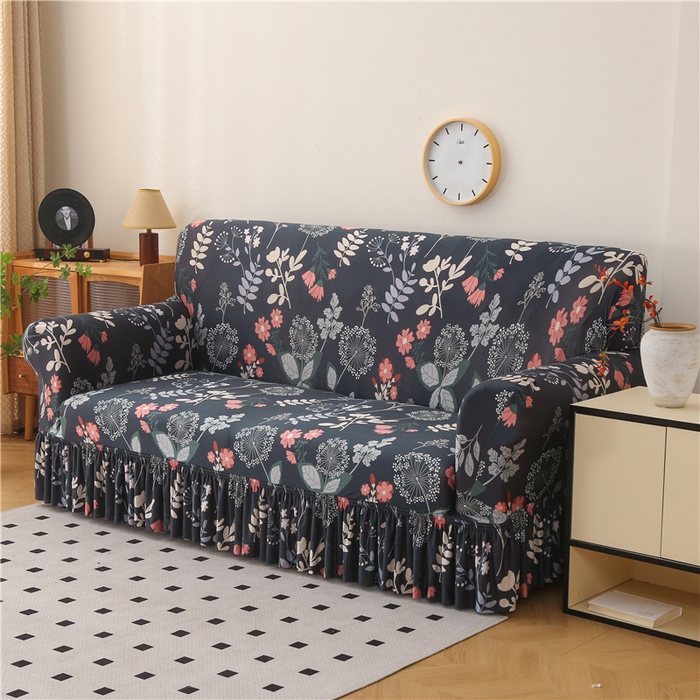 91家纺网 家纺一手货源 找家纺 雅竹家纺 牛奶丝印花裙边沙发套 青蔓