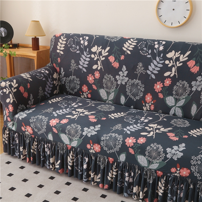 91家纺网 家纺一手货源 找家纺 雅竹家纺 牛奶丝印花裙边沙发套 青蔓