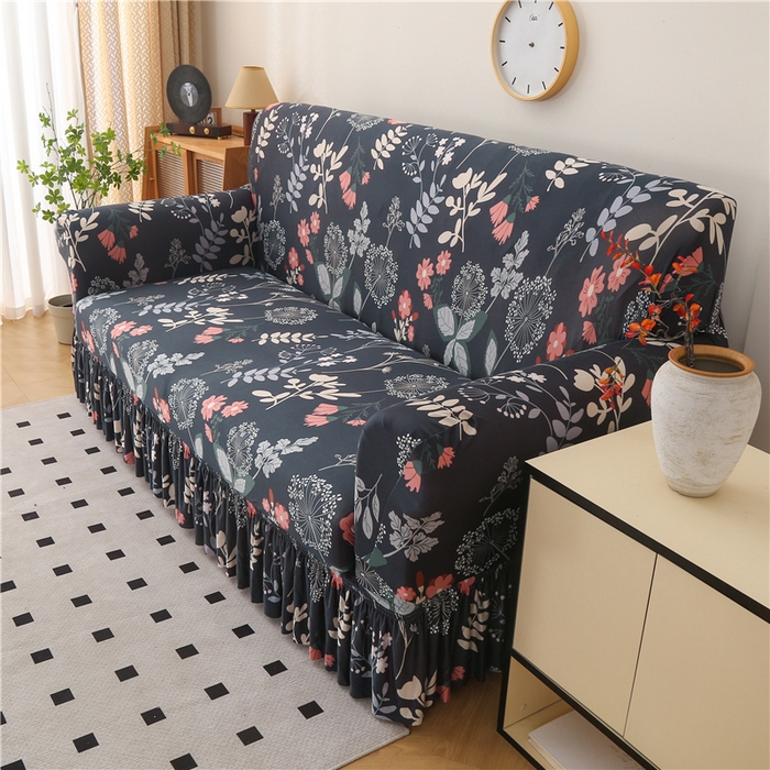 91家纺网 家纺一手货源 找家纺 雅竹家纺 牛奶丝印花裙边沙发套 青蔓