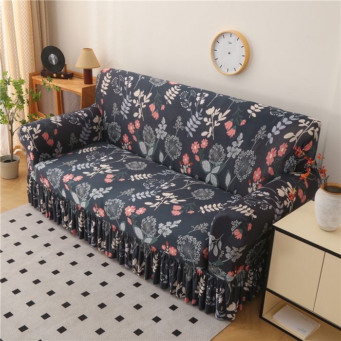 91家纺网 家纺一手货源 找家纺 雅竹家纺 牛奶丝印花裙边沙发套 青蔓