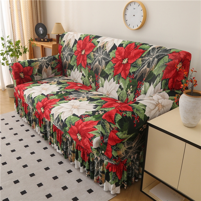 91家纺网 家纺一手货源 找家纺 雅竹家纺 牛奶丝印花裙边沙发套 璎珞