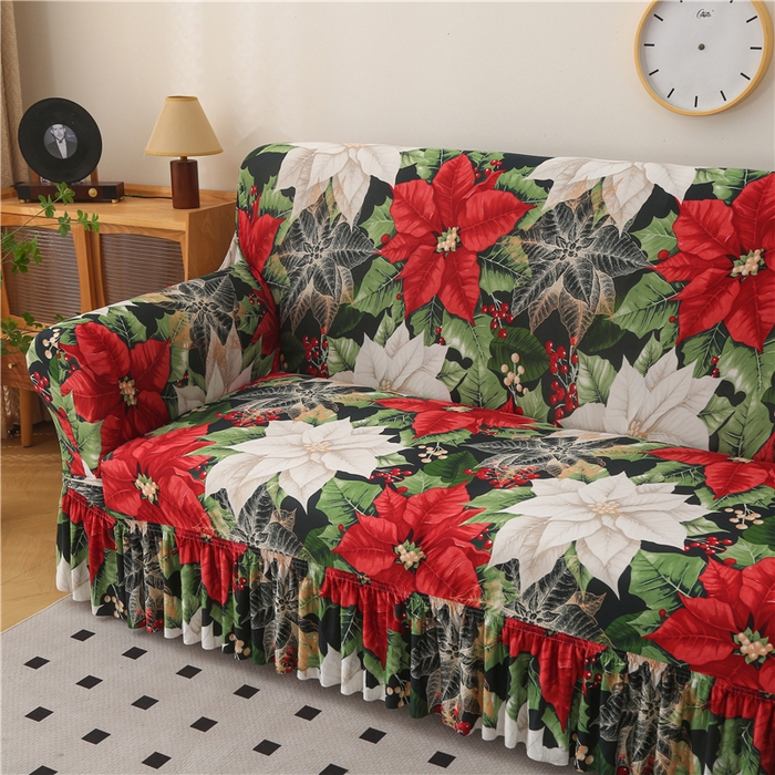 91家纺网 家纺一手货源 找家纺 雅竹家纺 牛奶丝印花裙边沙发套 璎珞