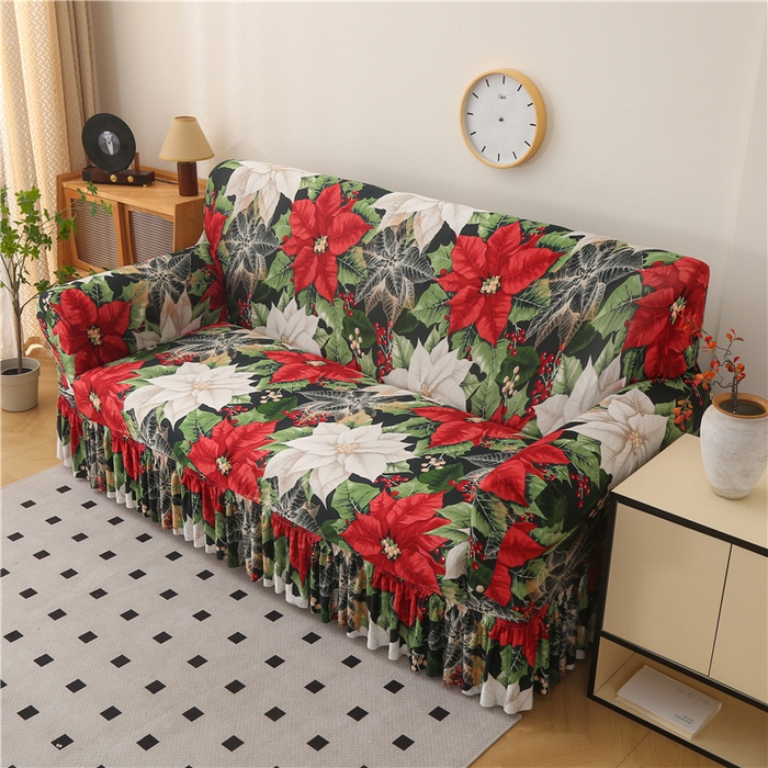 91家纺网 家纺一手货源 找家纺 雅竹家纺 牛奶丝印花裙边沙发套 璎珞