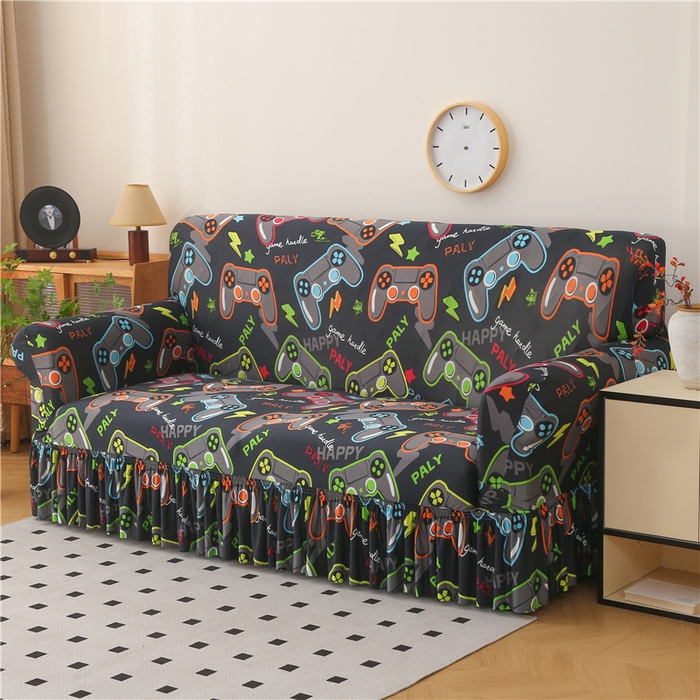 91家纺网 家纺一手货源 找家纺 雅竹家纺 牛奶丝印花裙边沙发套 游戏