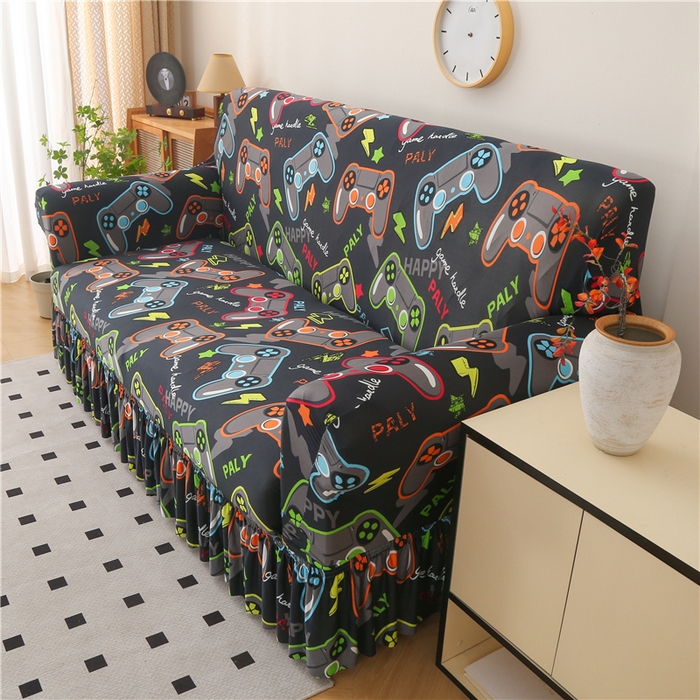 91家纺网 家纺一手货源 找家纺 雅竹家纺 牛奶丝印花裙边沙发套 游戏