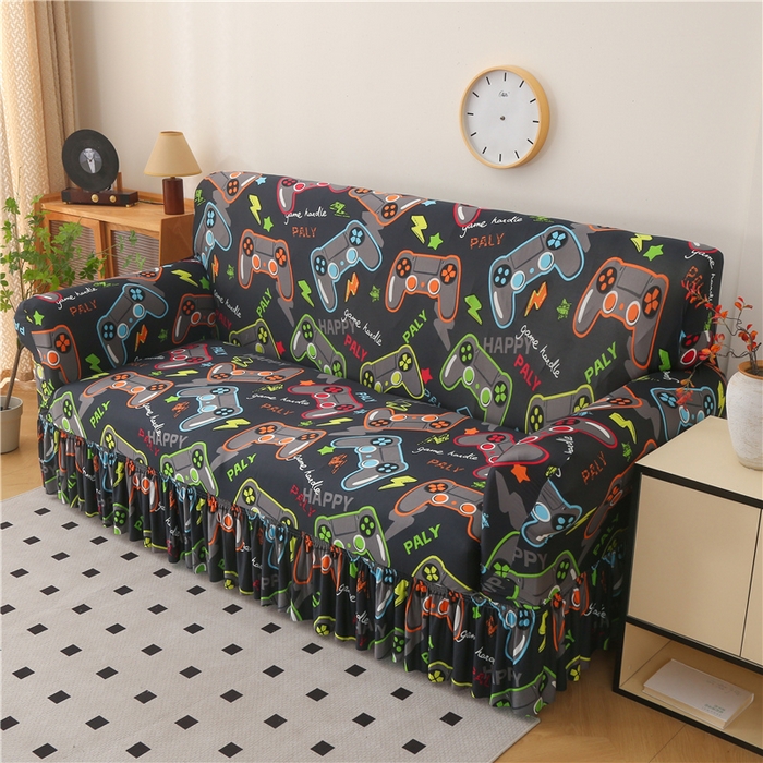 91家纺网 家纺一手货源 找家纺 雅竹家纺 牛奶丝印花裙边沙发套 游戏