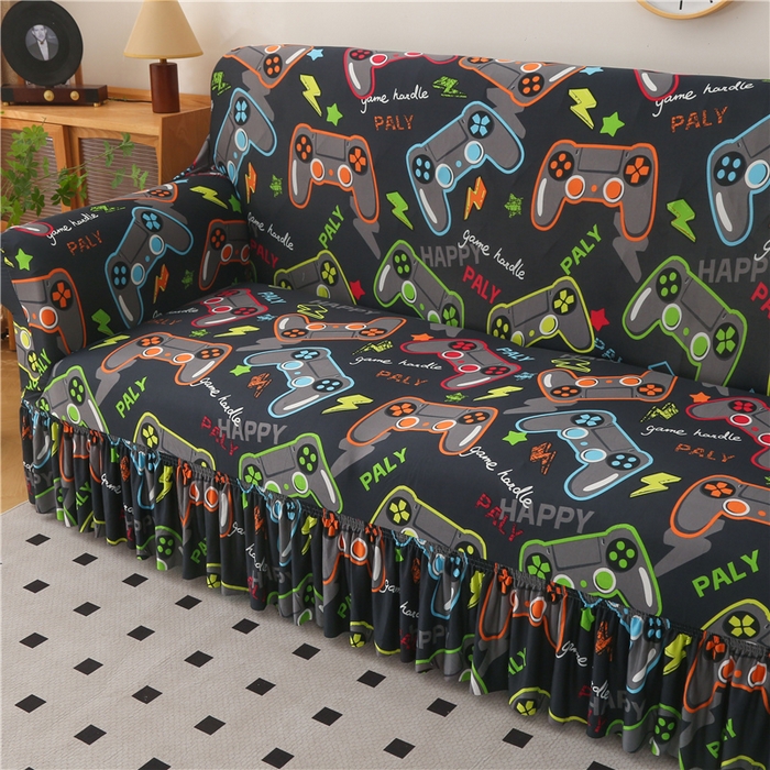 91家纺网 家纺一手货源 找家纺 雅竹家纺 牛奶丝印花裙边沙发套 游戏