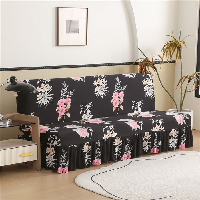 91家纺网 家纺一手货源 找家纺 雅竹家纺 牛奶丝印花裙边沙发床套 粉黛