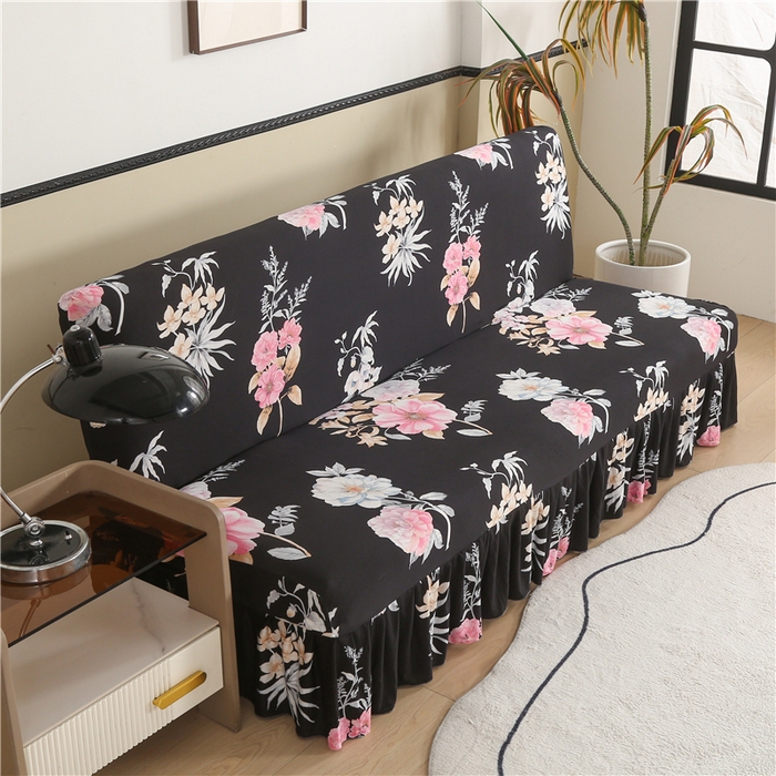 91家纺网 家纺一手货源 找家纺 雅竹家纺 牛奶丝印花裙边沙发床套 粉黛