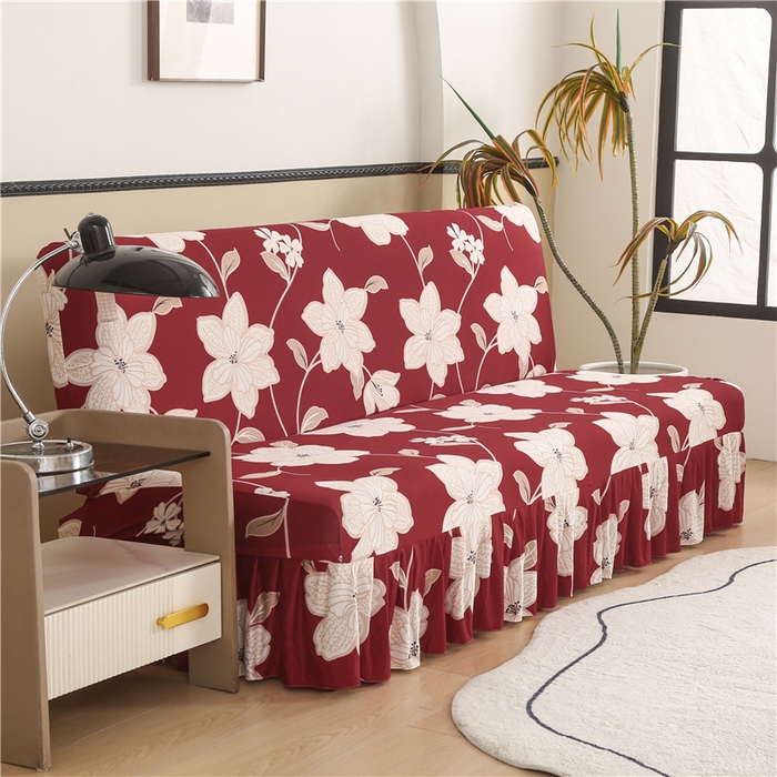 91家纺网 家纺一手货源 找家纺 雅竹家纺 牛奶丝印花裙边沙发床套 红藤