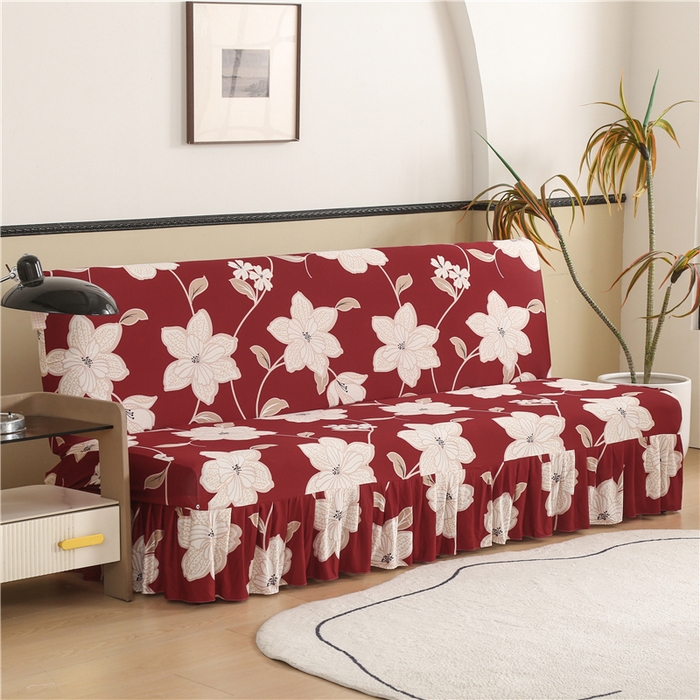 91家纺网 家纺一手货源 找家纺 雅竹家纺 牛奶丝印花裙边沙发床套 红藤