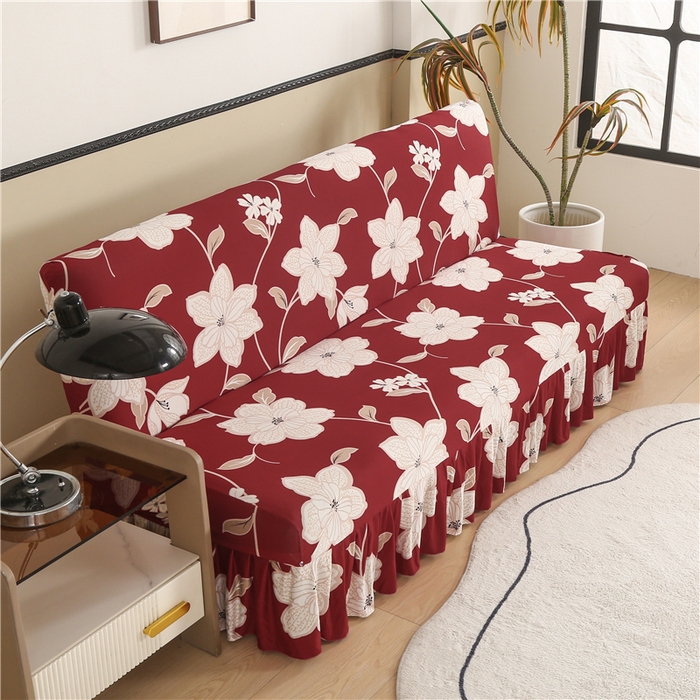 91家纺网 家纺一手货源 找家纺 雅竹家纺 牛奶丝印花裙边沙发床套 红藤