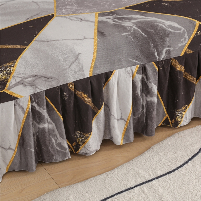 91家纺网 家纺一手货源 找家纺 雅竹家纺 牛奶丝印花裙边沙发床套 理石纹