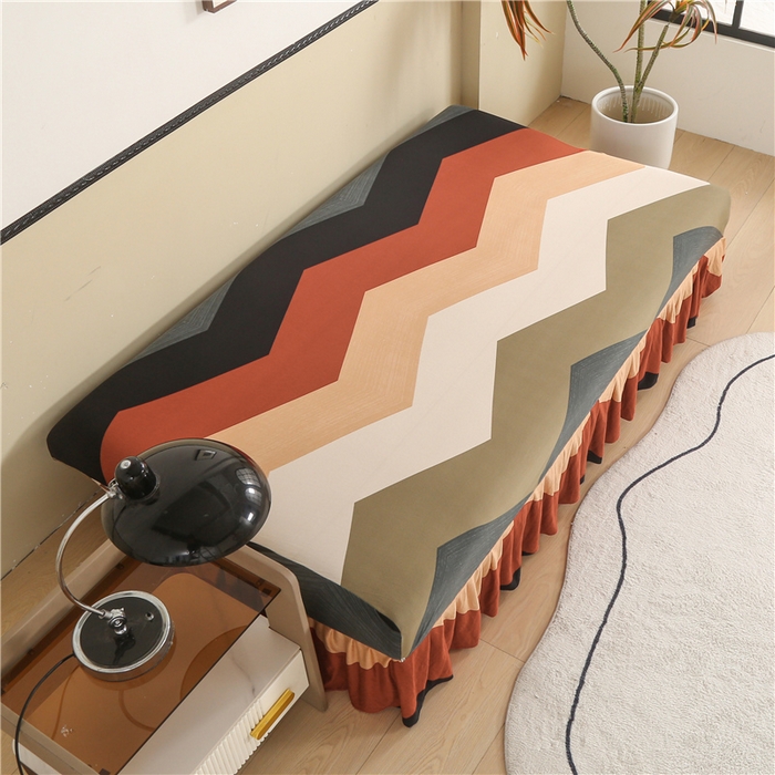 91家纺网 家纺一手货源 找家纺 雅竹家纺 牛奶丝印花裙边沙发床套 流波