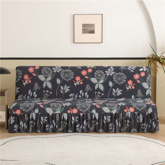 雅竹家纺 牛奶丝印花裙边沙发床套 青蔓