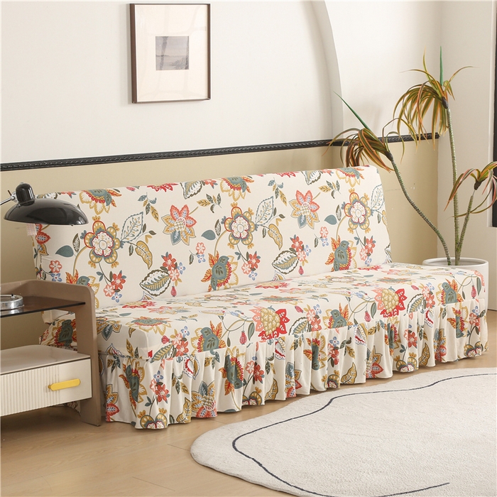 91家纺网 家纺一手货源 找家纺 雅竹家纺 牛奶丝印花裙边沙发床套 霜华