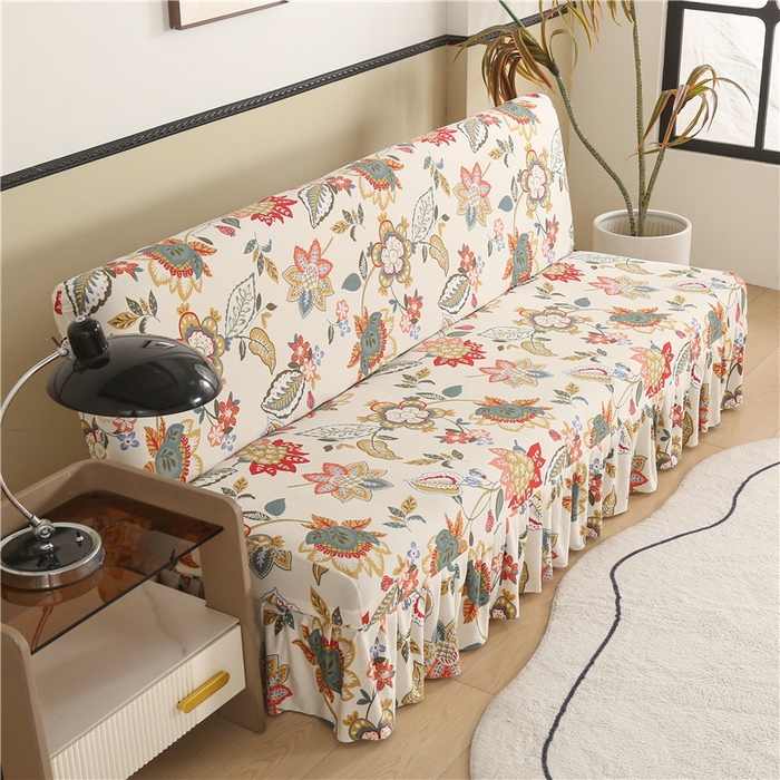 91家纺网 家纺一手货源 找家纺 雅竹家纺 牛奶丝印花裙边沙发床套 霜华