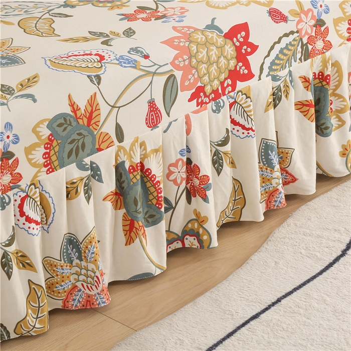 91家纺网 家纺一手货源 找家纺 雅竹家纺 牛奶丝印花裙边沙发床套 霜华