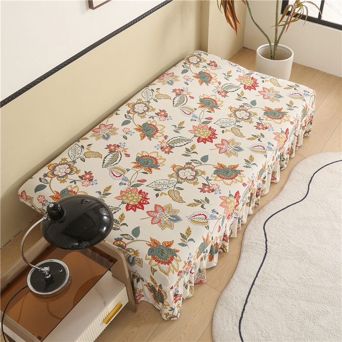 91家纺网 家纺一手货源 找家纺 雅竹家纺 牛奶丝印花裙边沙发床套 霜华