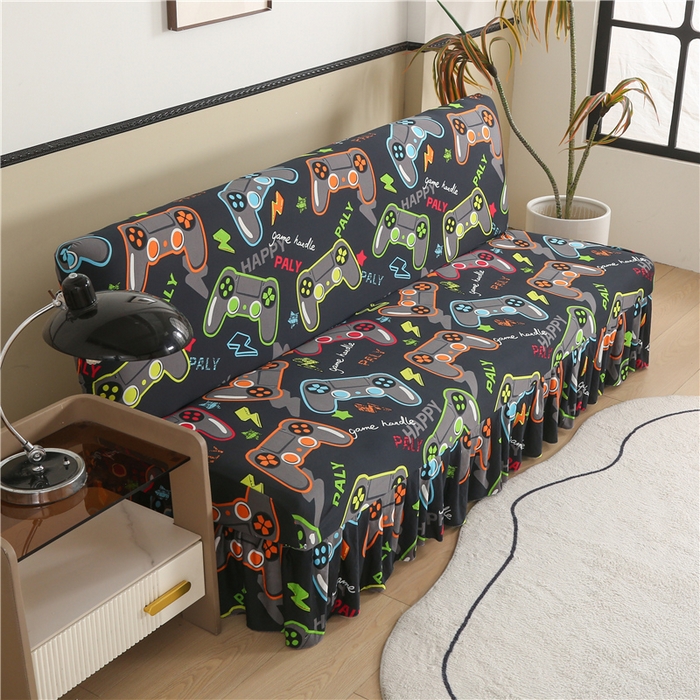 91家纺网 家纺一手货源 找家纺 雅竹家纺 牛奶丝印花裙边沙发床套 游戏