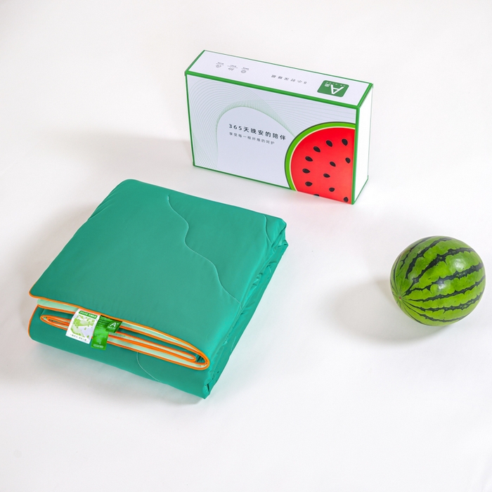 91家纺网 家纺一手货源 找家纺 爱彼家纺 2026春夏新款A类氨纶凉感丝西瓜大豆瓜瓜被夏被夏凉被空调被-系列二 瓜瓜被-西瓜绿