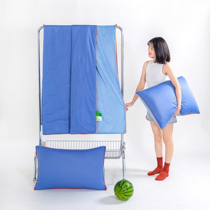 91家纺网 家纺一手货源 找家纺 爱彼家纺 2026春夏新款A类氨纶凉感丝西瓜大豆瓜瓜被夏被夏凉被空调被-系列二 瓜瓜被-天空蓝