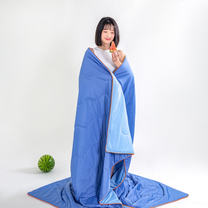 91家纺网 家纺一手货源 找家纺 爱彼家纺 2026春夏新款A类氨纶凉感丝西瓜大豆瓜瓜被夏被夏凉被空调被-系列二 瓜瓜被-天空蓝