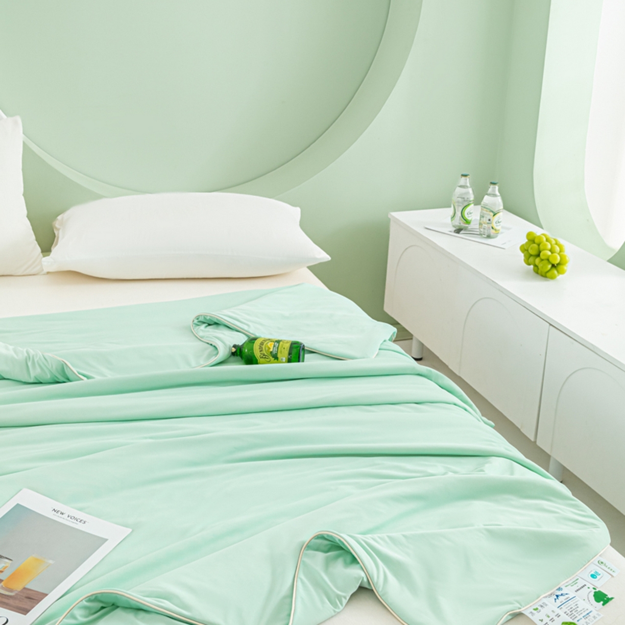 91家纺网 家纺一手货源 找家纺 （总）爱彼家纺 2026夏季新款薄荷冰香凉感丝夏被夏凉被空调被-薄荷系列一