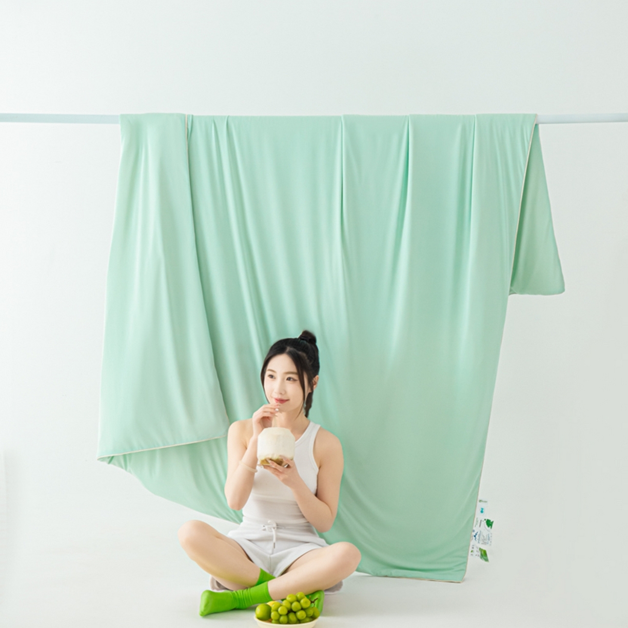 91家纺网 家纺一手货源 找家纺 爱彼家纺 2026夏季新款薄荷冰香凉感丝夏被夏凉被空调被-薄荷系列一 薄荷绿