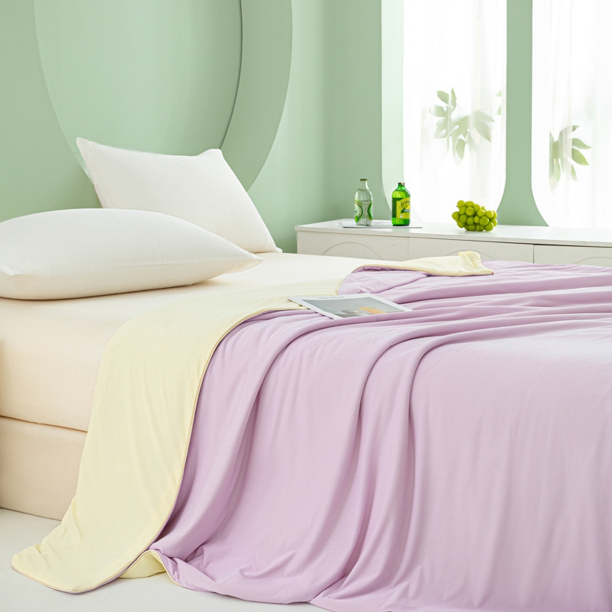 91家纺网 家纺一手货源 找家纺 爱彼家纺 2026夏季新款薄荷冰香凉感丝夏被夏凉被空调被-薄荷系列一 薄荷紫
