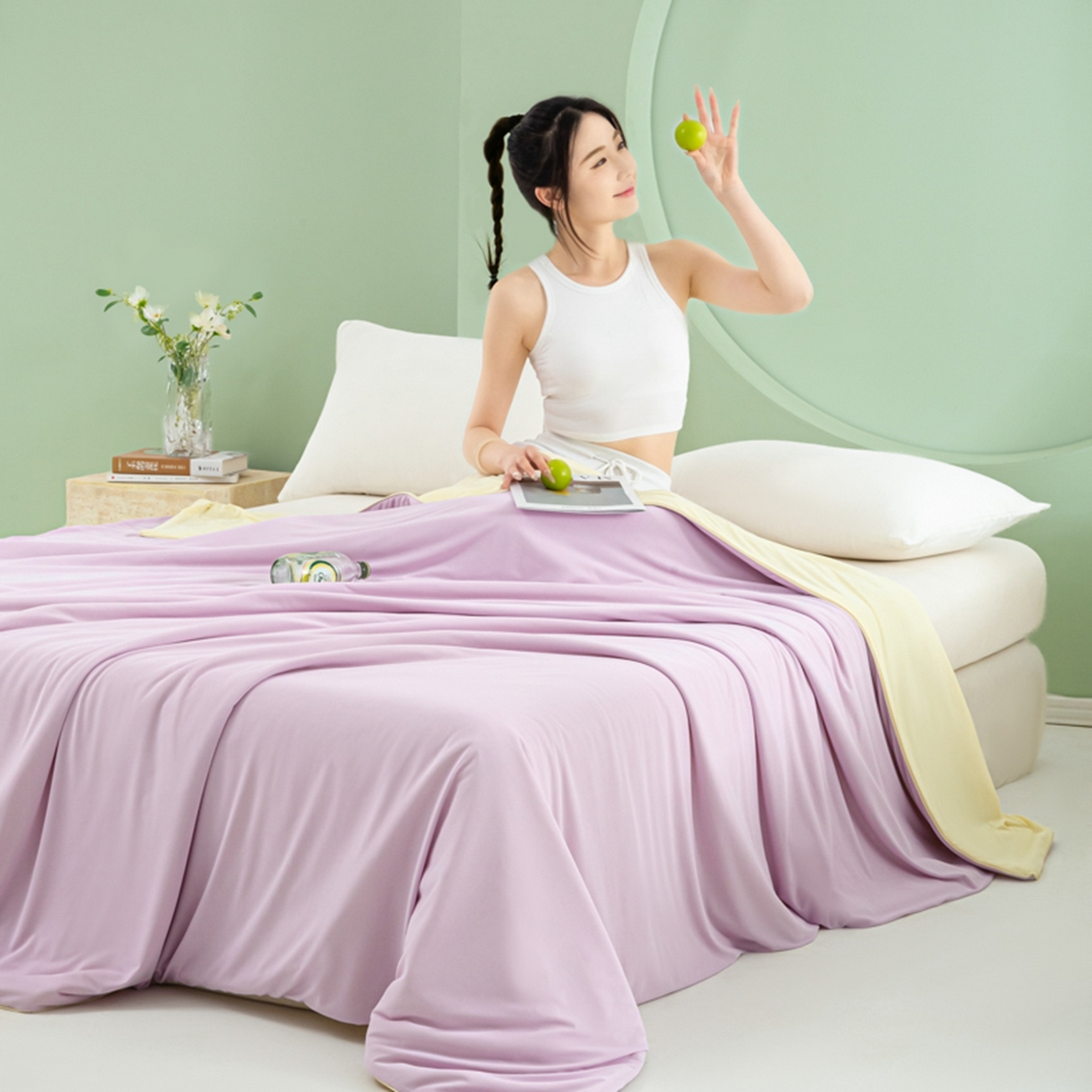 91家纺网 家纺一手货源 找家纺 爱彼家纺 2026夏季新款薄荷冰香凉感丝夏被夏凉被空调被-薄荷系列一 薄荷紫