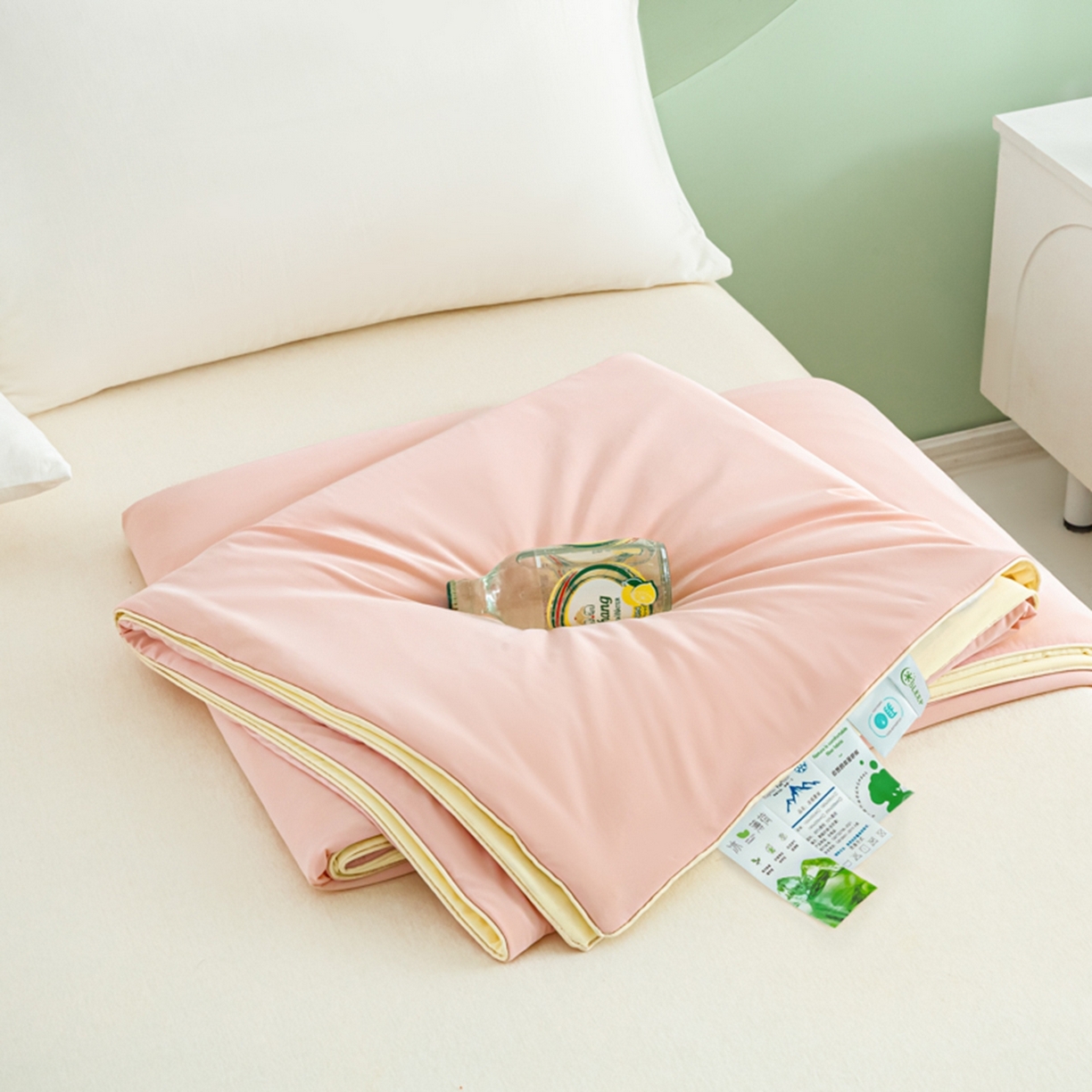 91家纺网 家纺一手货源 找家纺 爱彼家纺 2026夏季新款薄荷冰香凉感丝夏被夏凉被空调被-薄荷系列一 薄荷粉